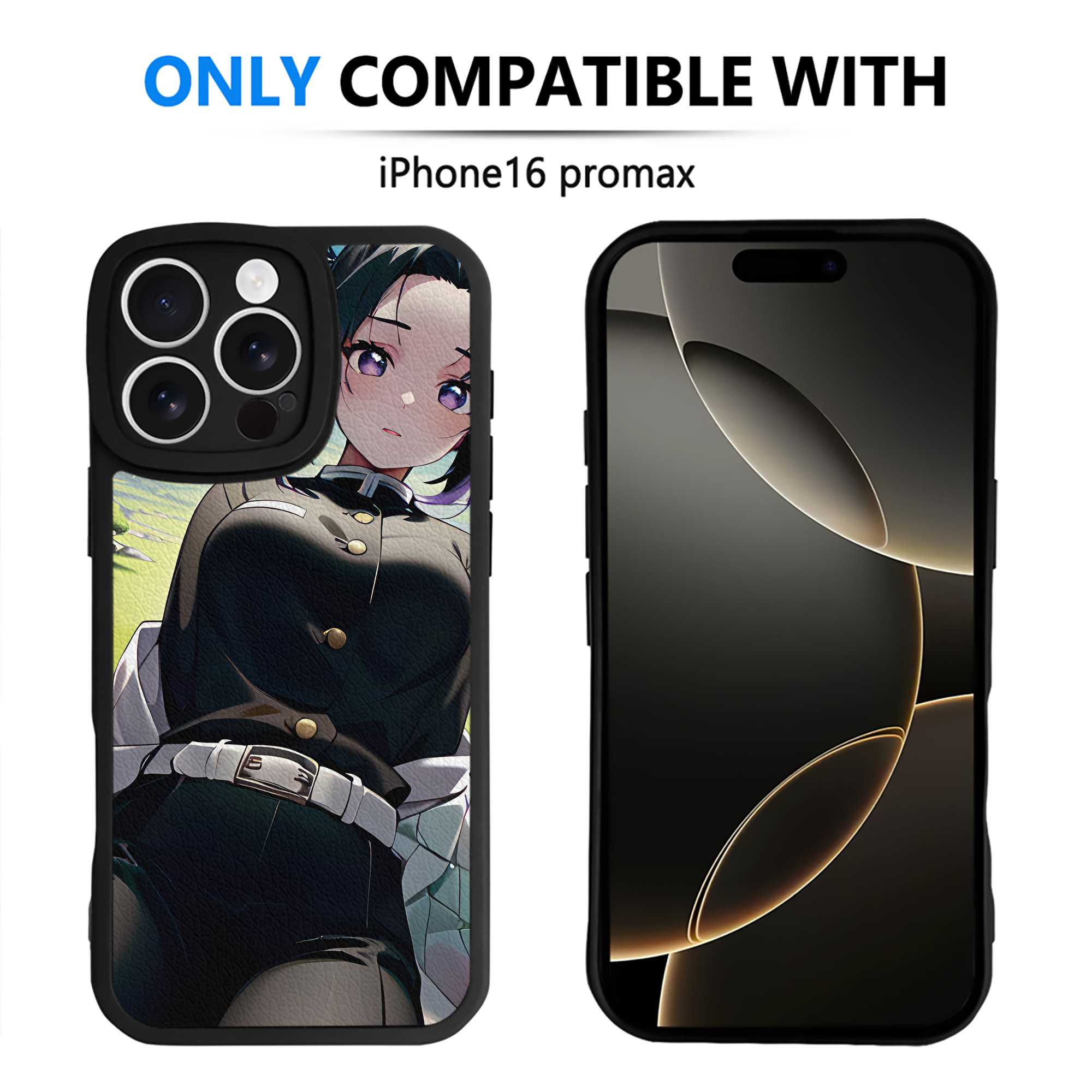 （画像用） 鬼滅の刃（きめつのやいば）蟲柱-胡蝶 しのぶ／こちょう しのぶ Kochou Shinobu 【iPhone 16シリーズ対応】シリコンスマホケース（レザー調） 材質：シリコン